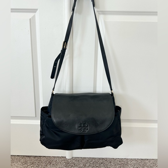 Tory Burch Handbags - Tory Burch Black Leather & Vinyl Diaper Bag